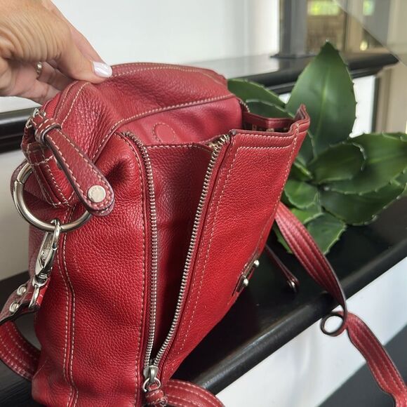 Tignanello Pebbled Leather Red Crossbody Shoulder Bag – Multiple Compartments - Picture 10 of 12